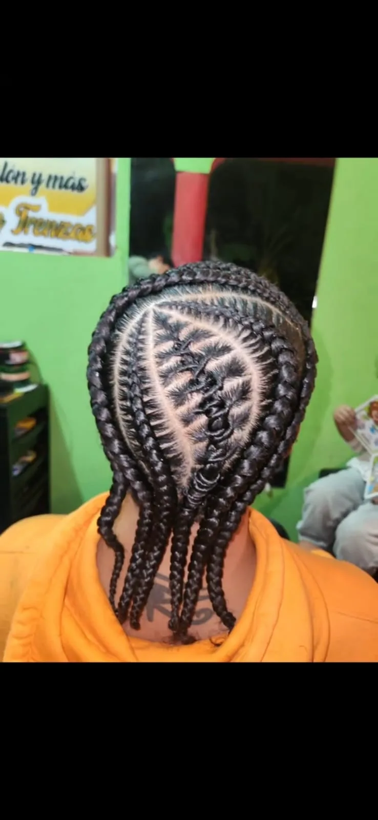Trenzas con divisiones geométricas y diseño central