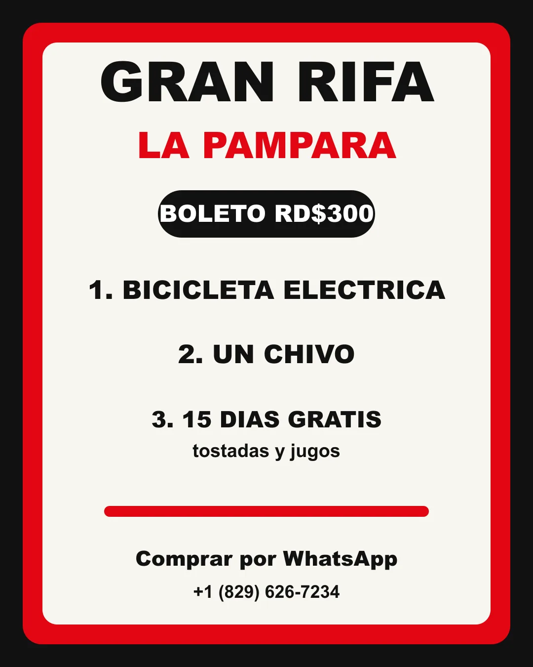 Flyer de Gran Rifa de La Pámpara Cafetería